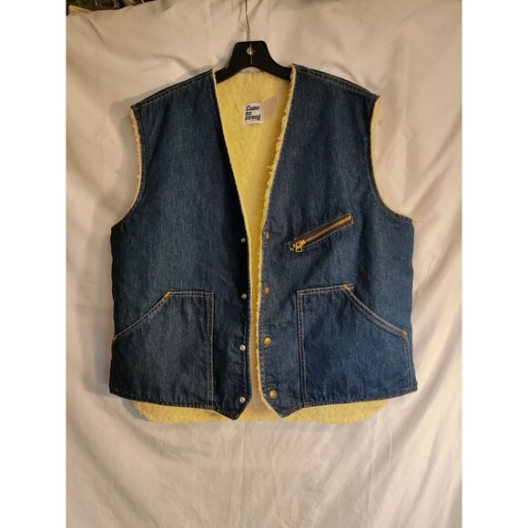 Vintage‎ 60s Come On Strong Denim Vest Large Indigo Deadstock Fleece Liner USA - Picture 6 of 9